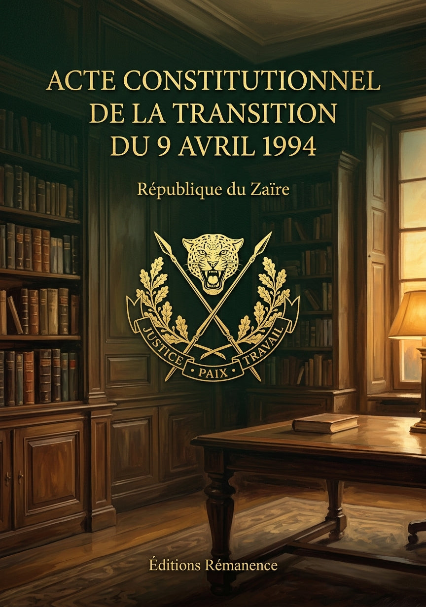 Livre Acte constitutionnel de la transition du 9 avril 1994 par République du Zaïre - Couverture - Editions Remanence