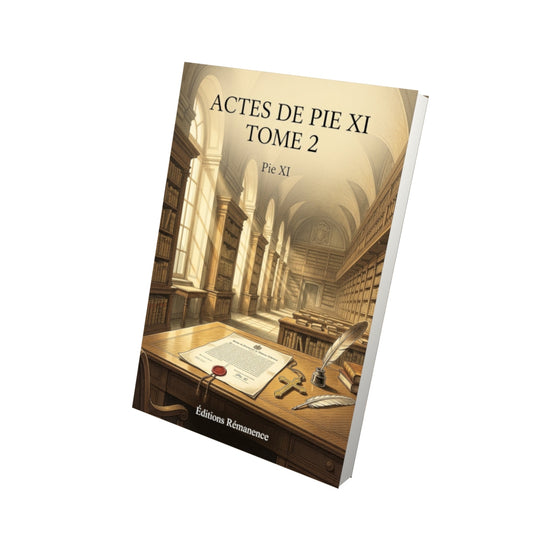Livre Actes de Pie XI Tome 2 - Pie XI - Vue 3D - Editions Remanence