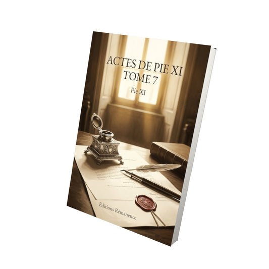 Livre Actes de Pie XI Tome 7 - Pie XI - Vue 3D - Editions Remanence