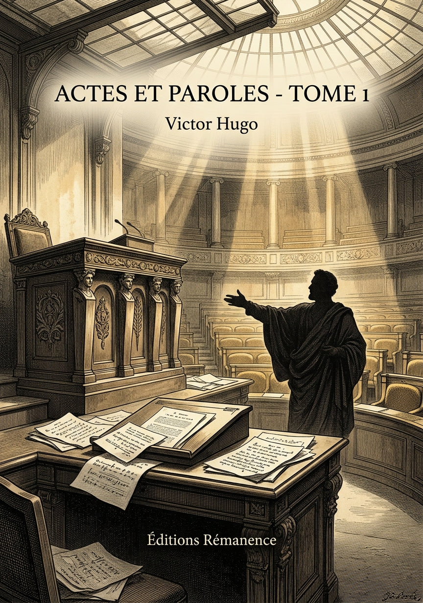 Livre Actes et paroles - Tome 1 par Victor Hugo - Couverture - Editions Remanence