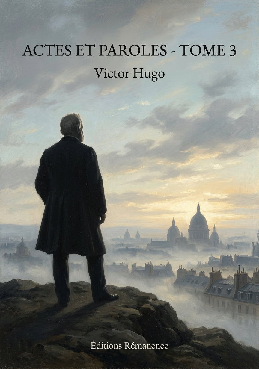 Livre Actes et paroles - Tome 3 par Victor Hugo - Couverture - Editions Remanence
