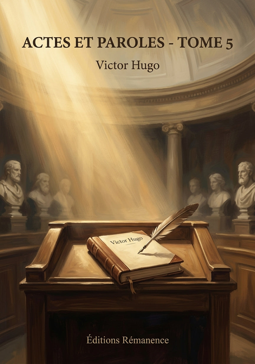 Livre Actes et paroles - Tome 5 par Victor Hugo - Couverture - Editions Remanence
