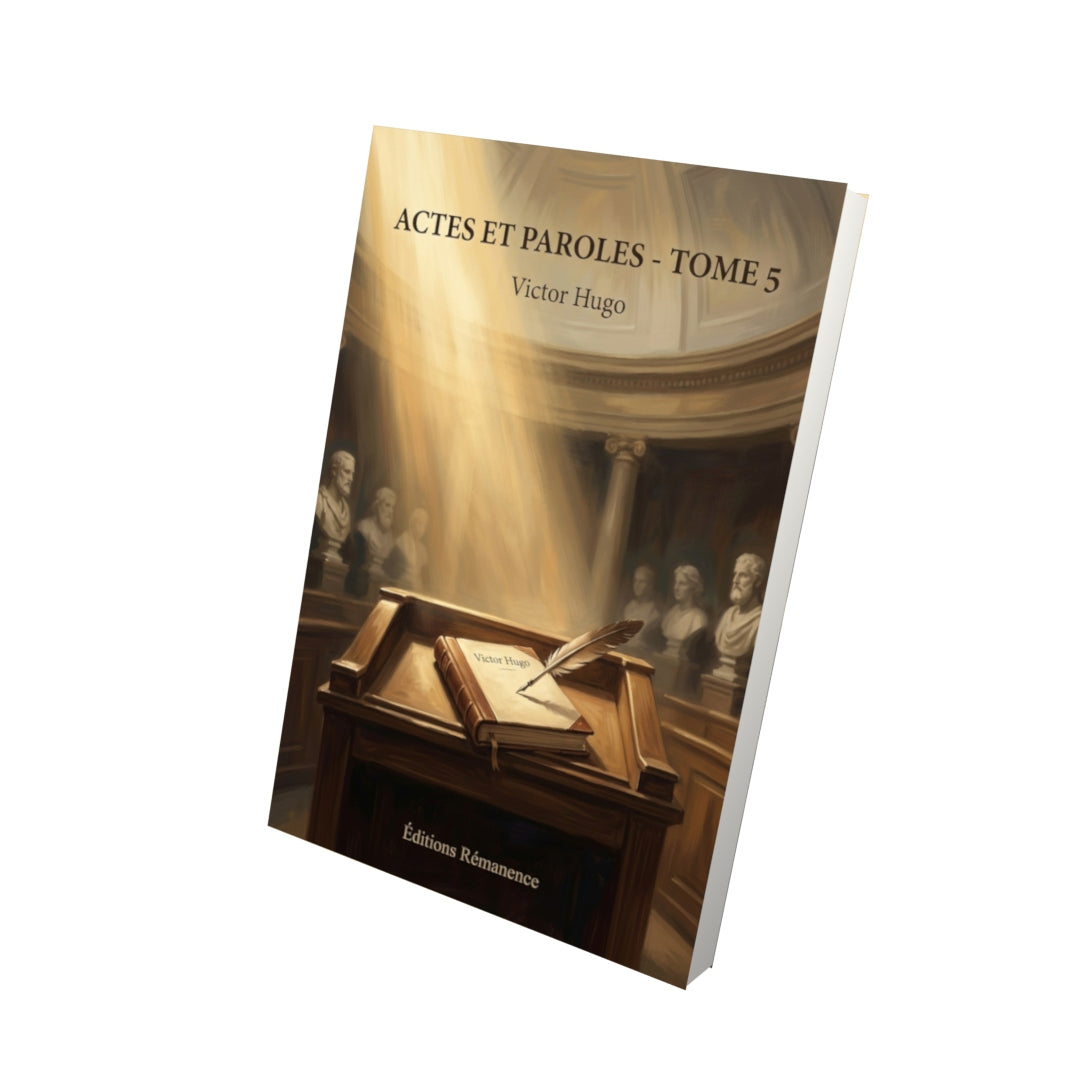 Livre Actes et paroles - Tome 5 par Victor Hugo - Vue 3D - Editions Remanence