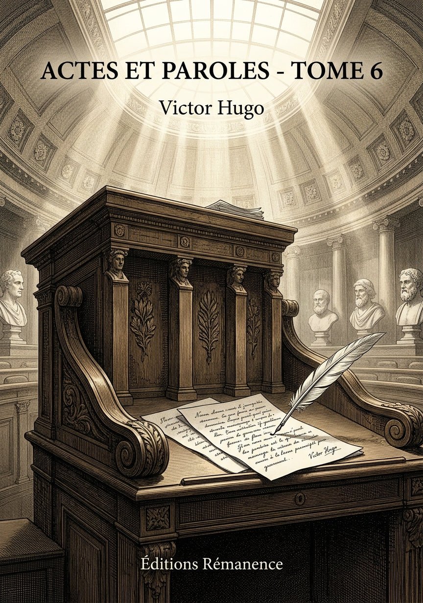 Livre Actes et paroles - Tome 6 par Victor Hugo - Couverture - Editions Remanence
