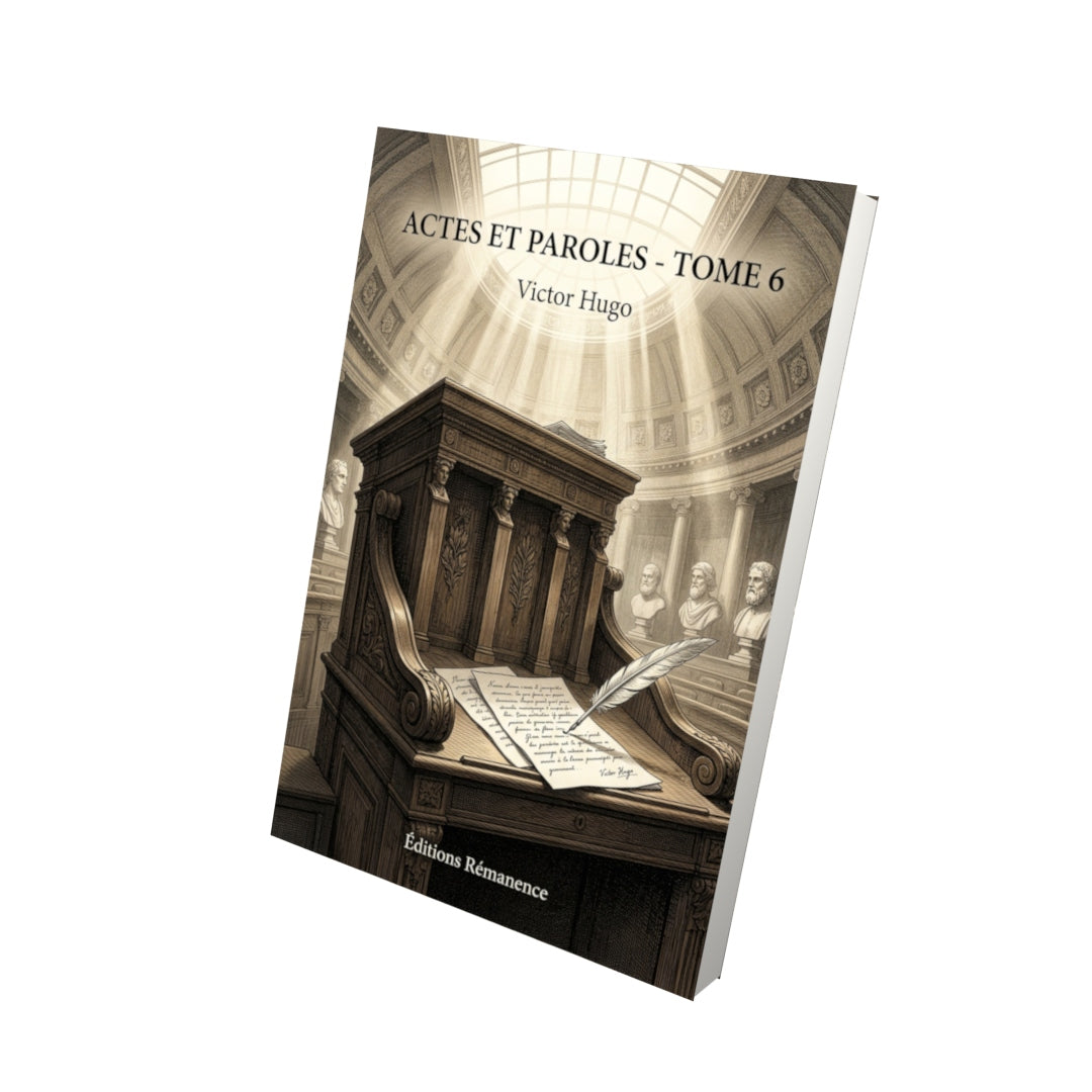 Livre Actes et paroles - Tome 6 par Victor Hugo - Vue 3D - Editions Remanence