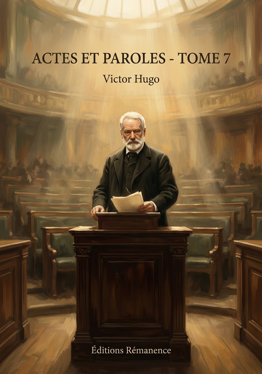 Livre Actes et paroles - Tome 7 par Victor Hugo - Couverture - Editions Remanence