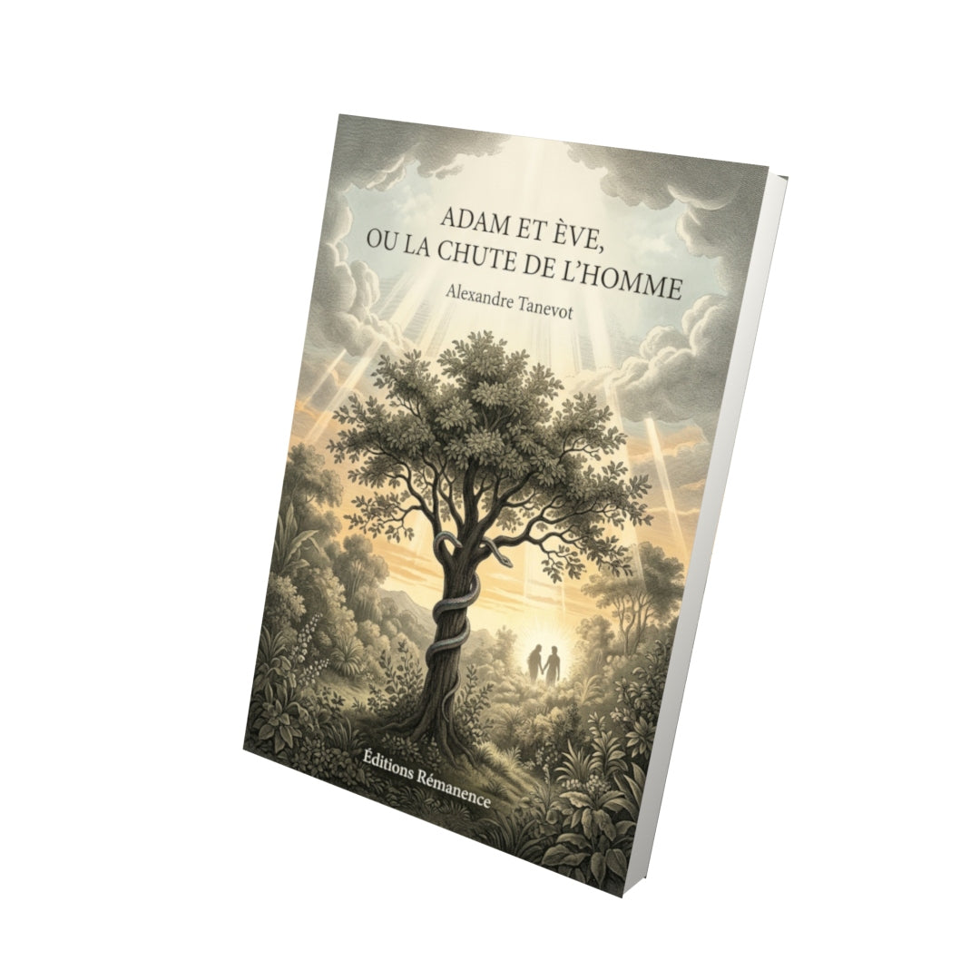 Livre Adam et Ève, ou la chute de l’homme par Alexandre Tanevot - Vue 3D - Editions Remanence
