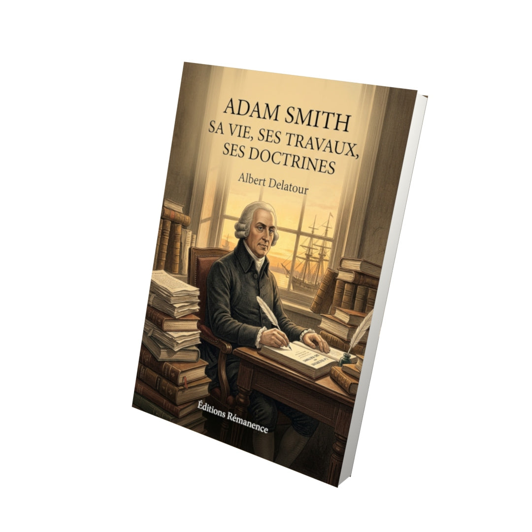 Livre Adam Smith sa vie, ses travaux, ses doctrines par Albert Delatour - Vue 3D - Editions Remanence