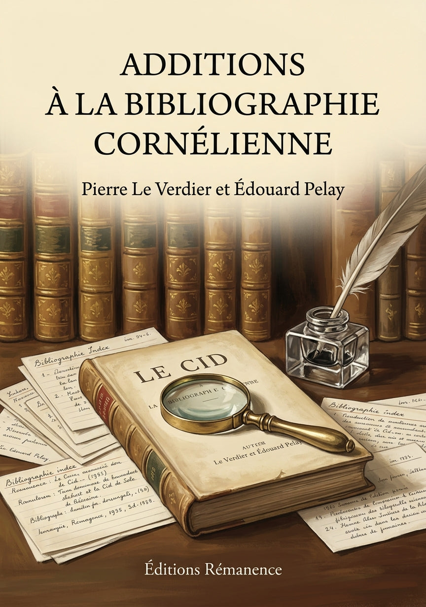 Livre Additions à la Bibliographie Cornélienne par Pierre Le Verdier et Édouard Pelay - Couverture - Editions Remanence