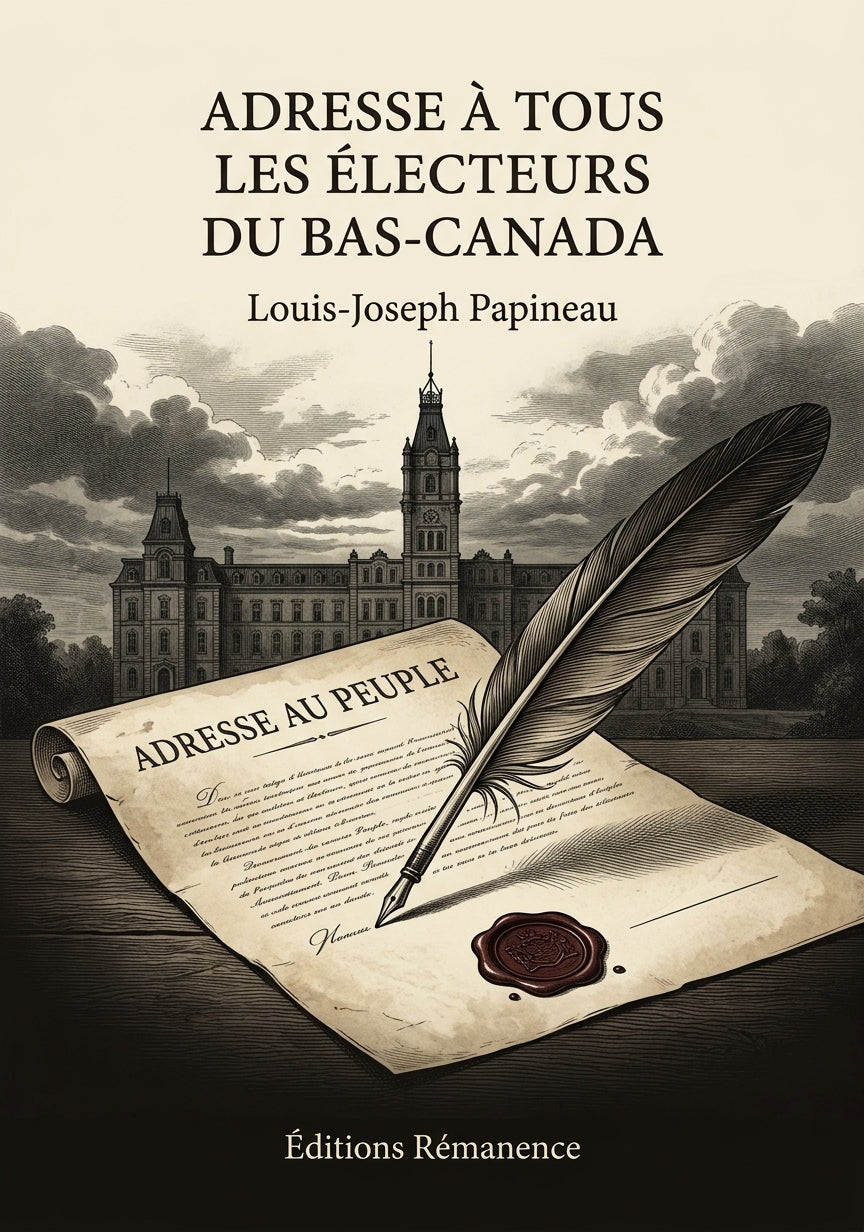 Livre Adresse à tous les électeurs du Bas-Canada par Louis-Joseph Papineau - Couverture - Editions Remanence