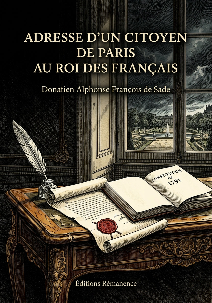 Livre Adresse d’un citoyen de Paris au roi des Français par Donatien Alphonse François de Sade - Couverture - Editions Remanence