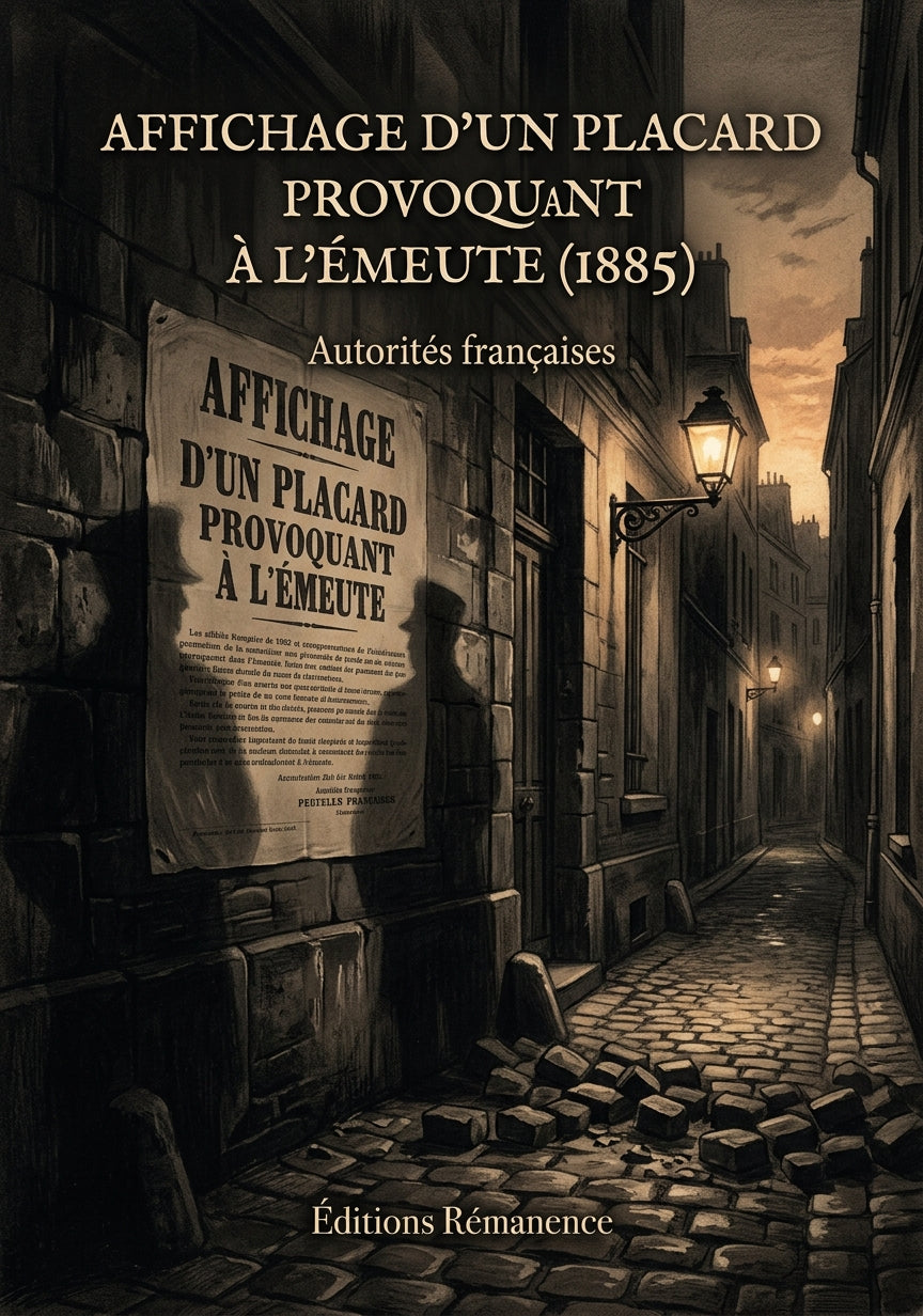Livre Affichage d'un placard provoquant à l'Émeute (1885) par Autorités françaises - Couverture - Editions Remanence