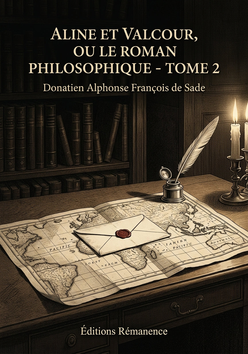 Livre Aline et Valcour, ou Le roman philosophique - Tome 2 par Donatien Alphonse François de Sade - Couverture - Editions Remanence