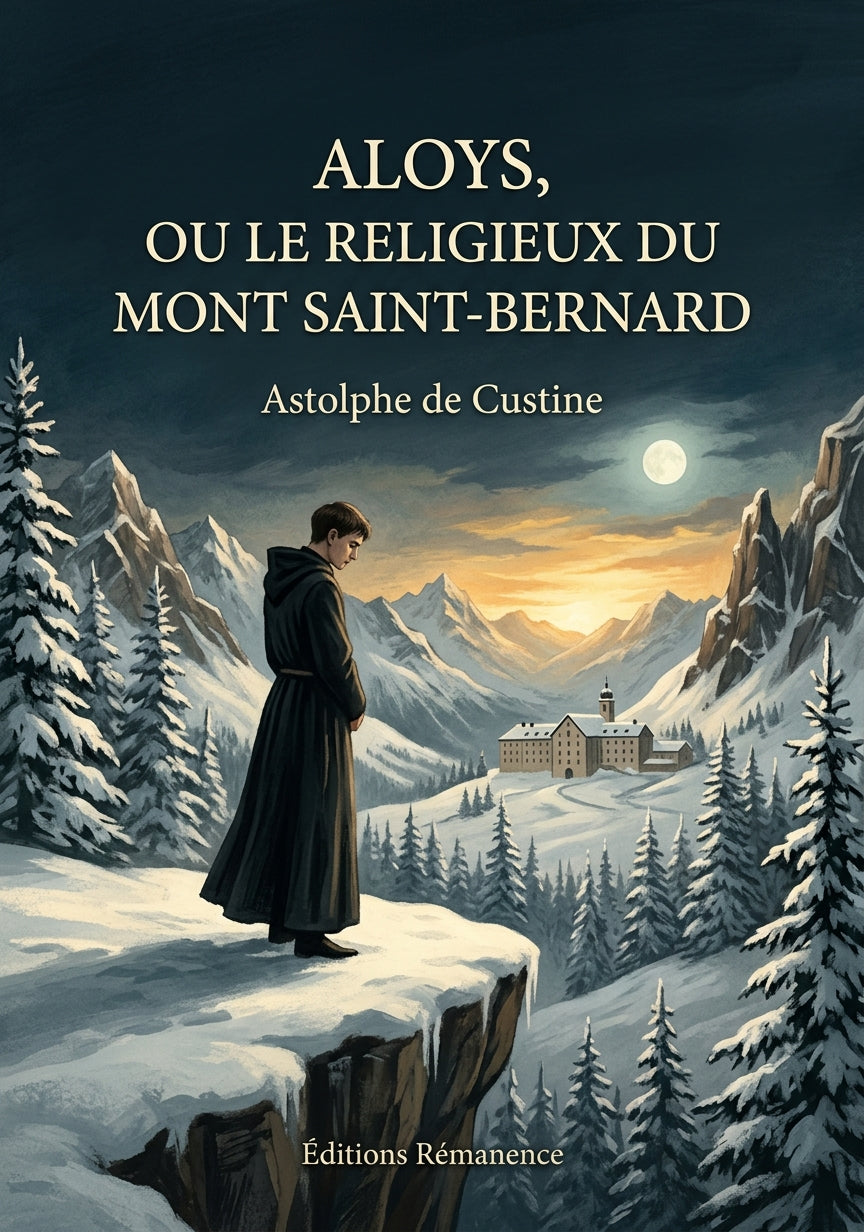Livre Aloys, ou le religieux du Mont Saint-Bernard par Astolphe de Custine - Couverture - Editions Remanence