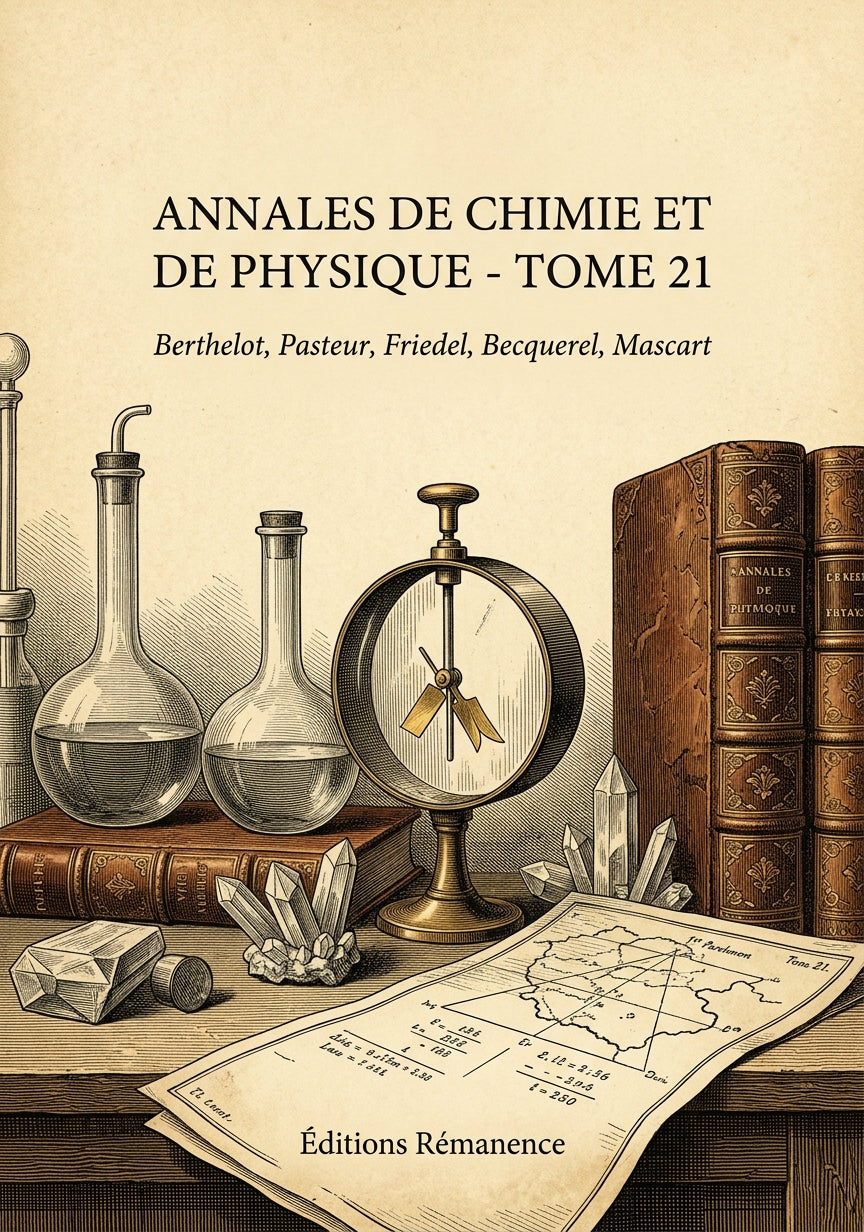 Livre Annales de chimie et de physique - Tome 21 par Berthelot, Pasteur, Friedel, Becquerel, Mascart - Couverture - Editions Remanence