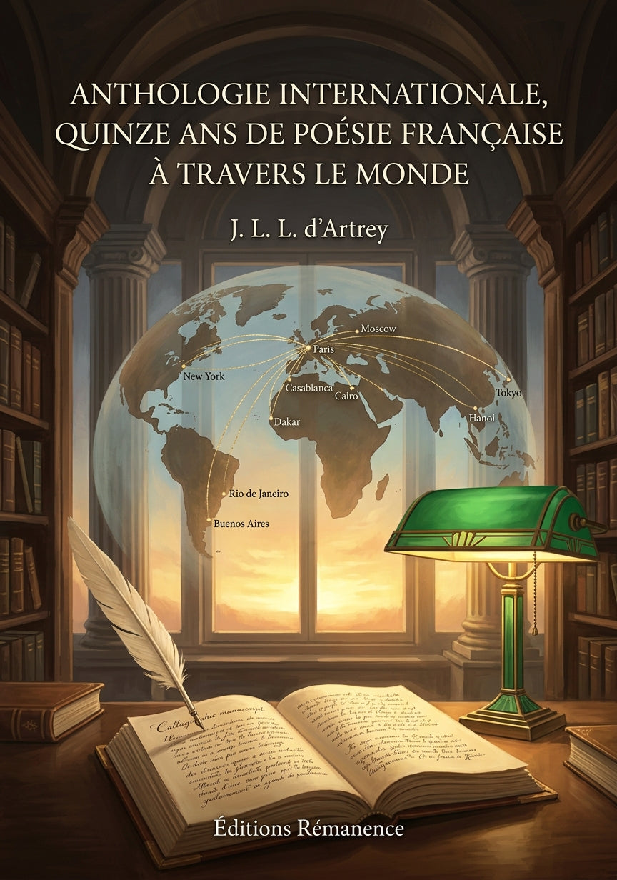 Livre Anthologie internationale, quinze ans de poésie française à travers le monde par J. L. L. d’Artrey - Couverture - Editions Remanence