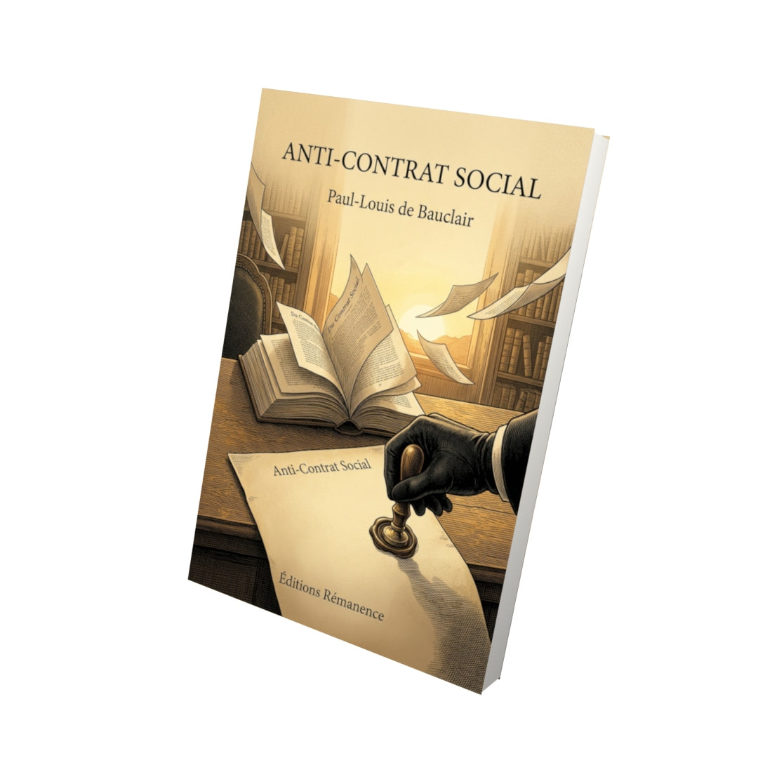Livre Anti-Contrat Social par Paul-Louis de Bauclair - Vue 3D - Editions Remanence