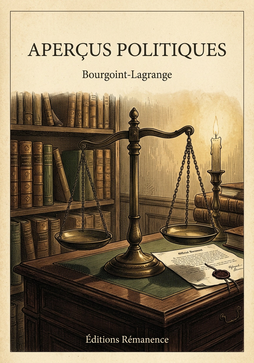 Livre Aperçus politiques par Bourgoint-Lagrange - Couverture - Editions Remanence