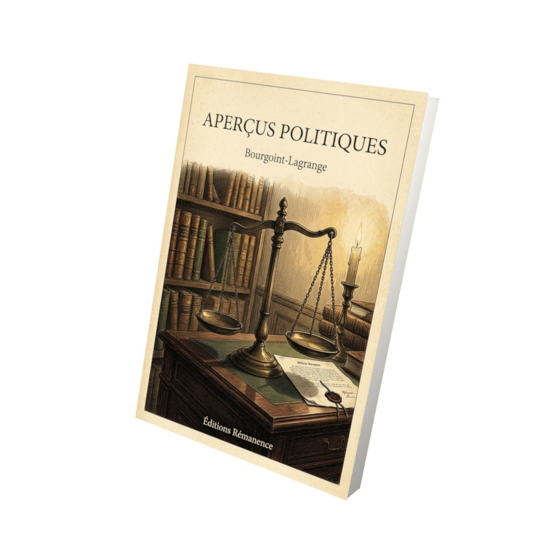 Livre Aperçus politiques par Bourgoint-Lagrange - Vue 3D - Editions Remanence