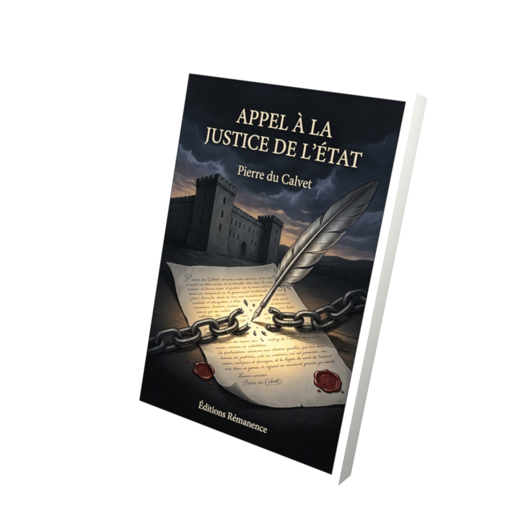 Livre Appel à la justice de l’État par Pierre du Calvet - Vue 3D - Editions Remanence