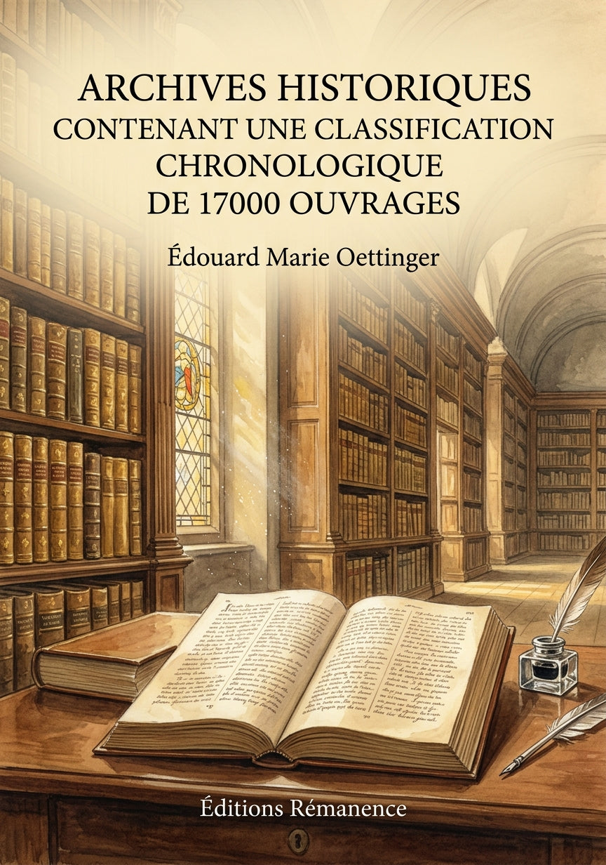Livre Archives historiques contenant une classification chronologique de 17000 ouvrages par Édouard Marie Oettinger - Couverture - Editions Remanence
