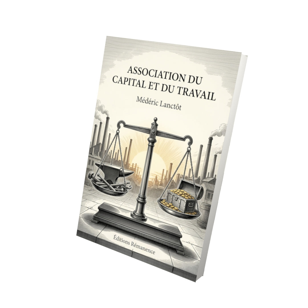 Livre Association du capital et du travail par Médéric Lanctôt - Vue 3D - Editions Remanence