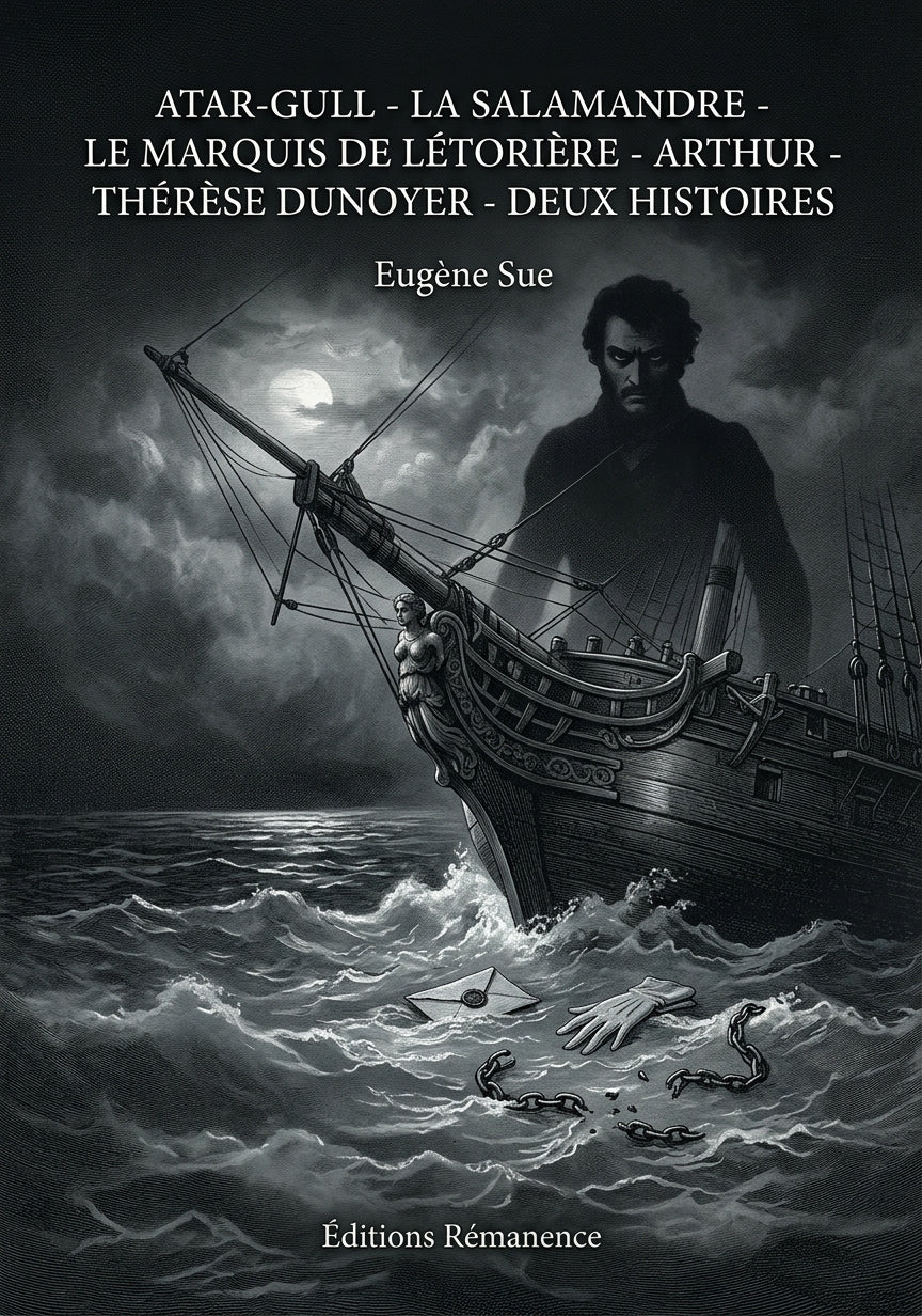 Livre Atar-Gull - La Salamandre - Le Marquis de Létorière - Arthur - Thérèse Dunoyer - Deux histoires par Eugène Sue - Couverture - Editions Remanence