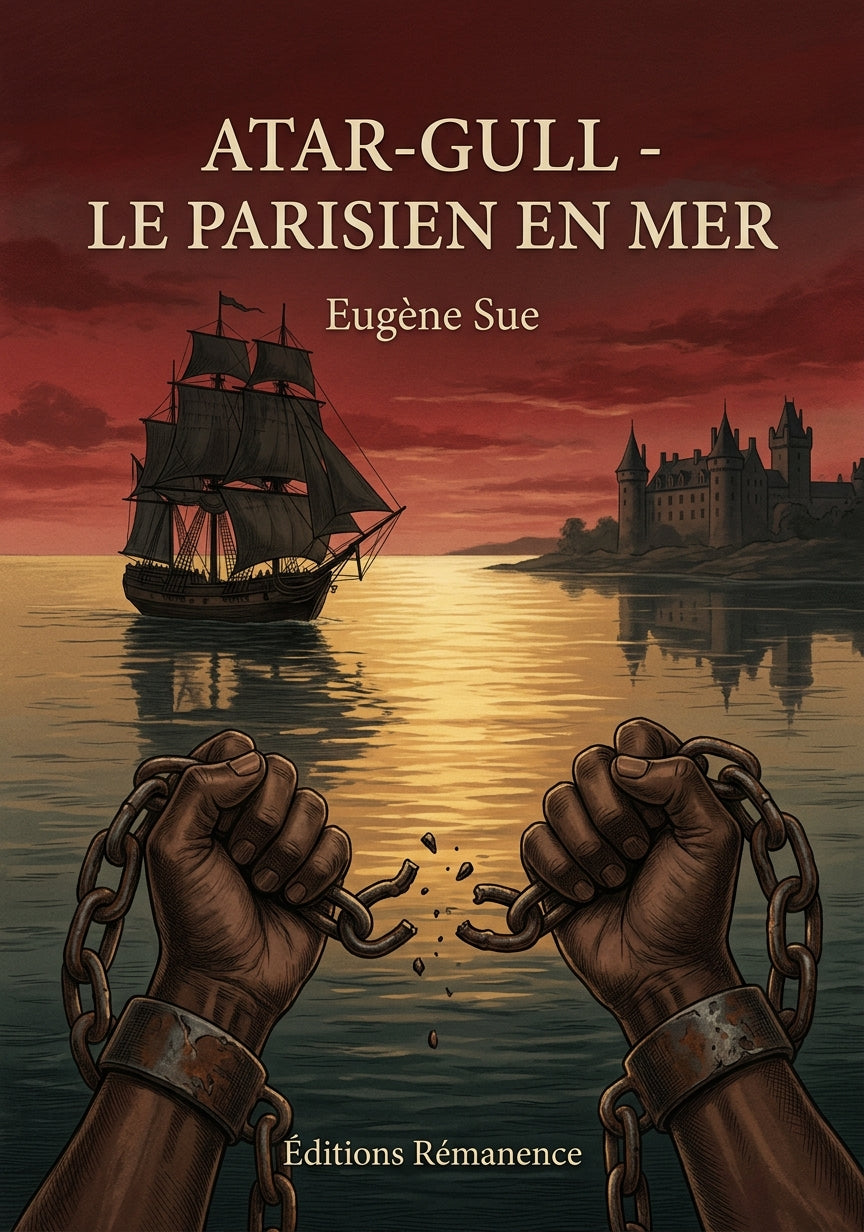 Livre Atar-Gull - Le Parisien en mer par Eugène Sue - Couverture - Editions Remanence