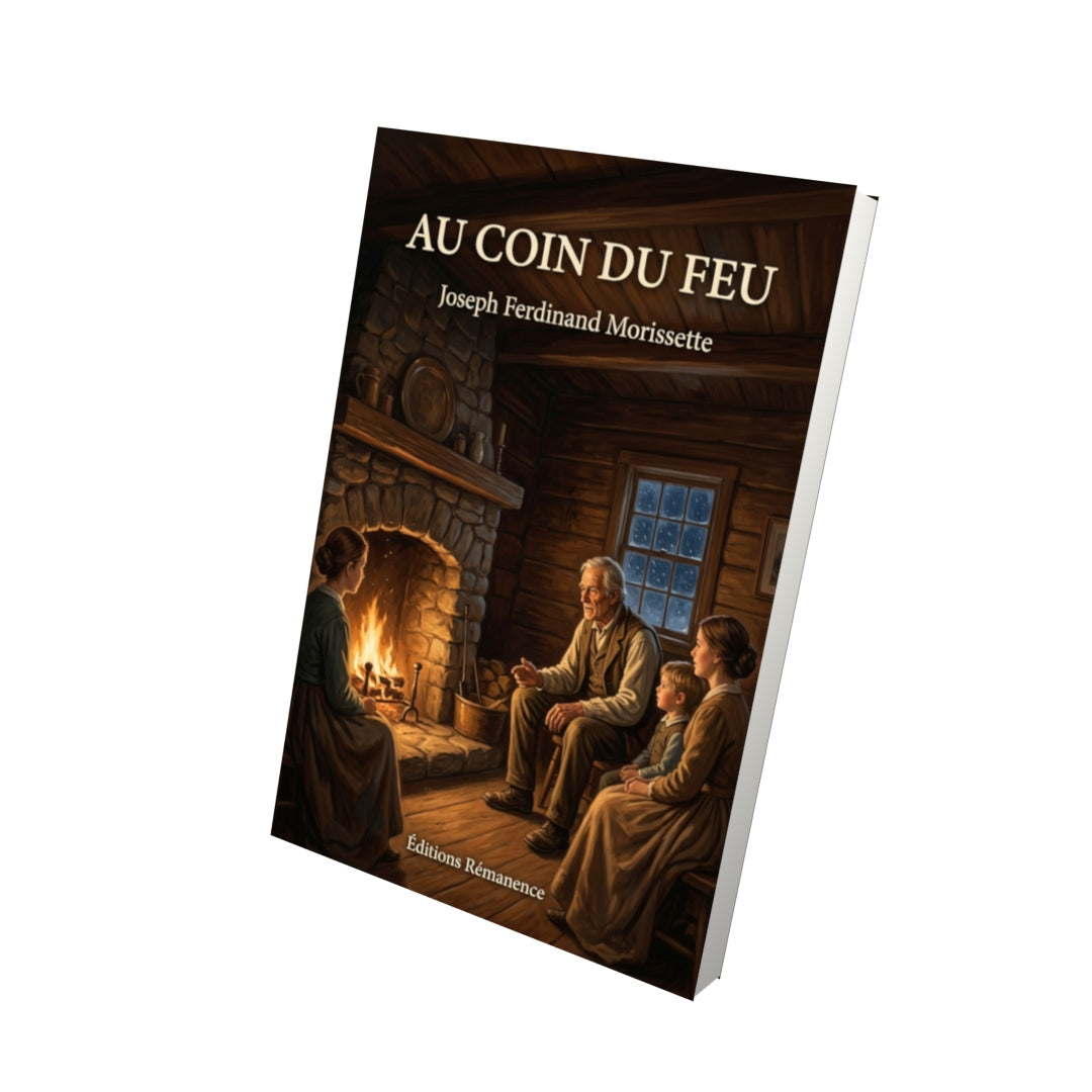 Livre Au coin du feu par Joseph Ferdinand Morissette - Vue 3D - Editions Remanence