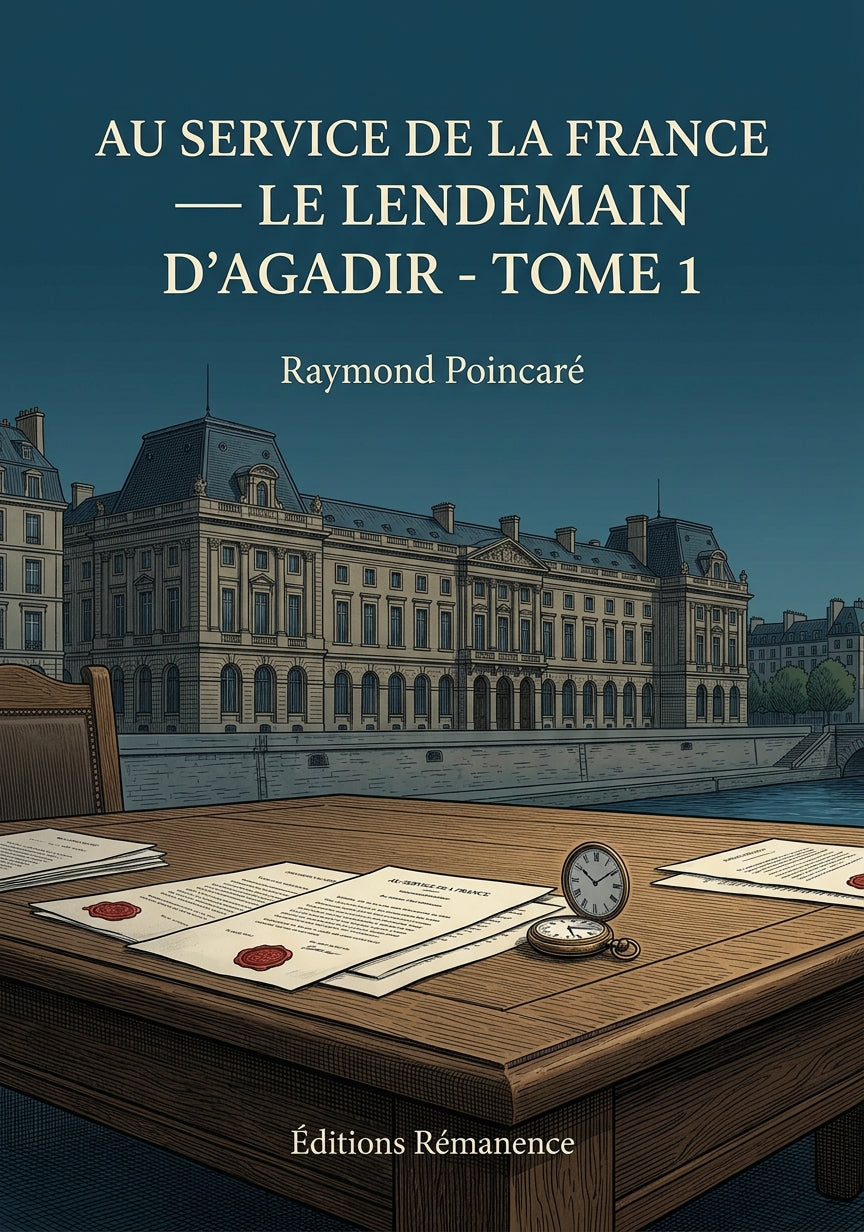 Livre Au service de la France — Le lendemain d’Agadir - Tome 1 par Raymond Poincaré - Couverture - Editions Remanence