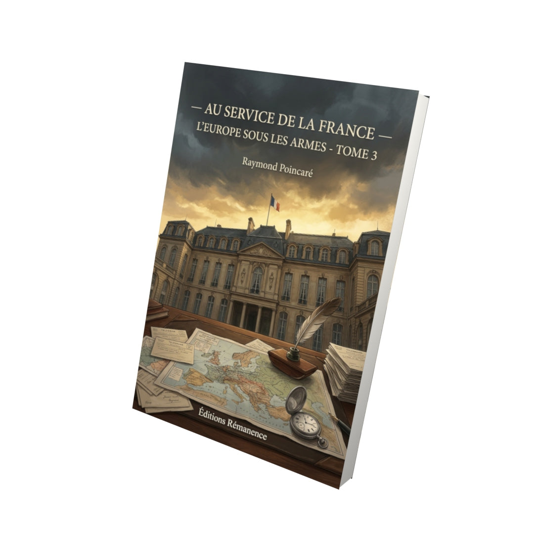 Livre Au service de la France — L’Europe sous les armes - Tome 3 par Raymond Poincaré - Vue 3D - Editions Remanence