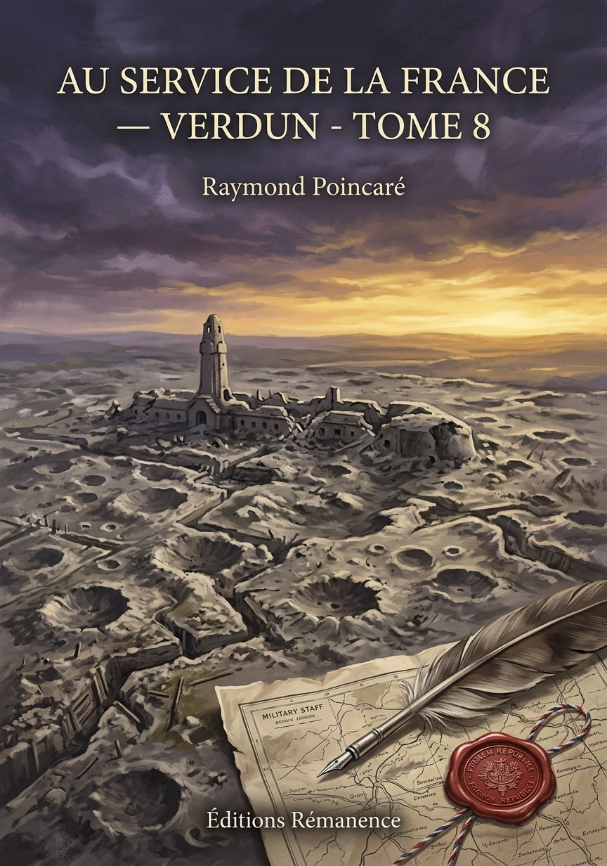 Livre Au service de la France — Verdun - Tome 8 par Raymond Poincaré - Couverture - Editions Remanence
