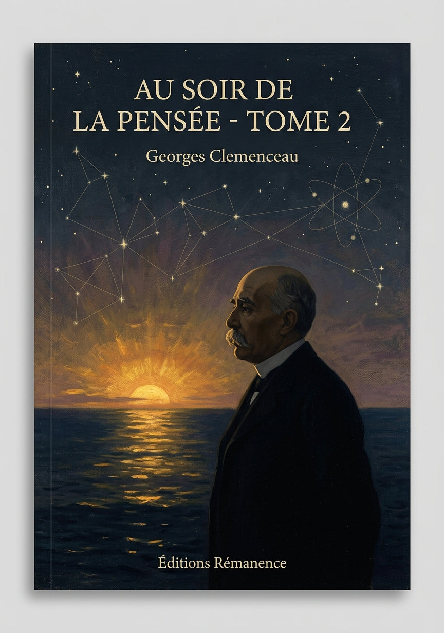 Livre Au soir de la pensée - Tome 2 par Georges Clemenceau - Couverture - Editions Remanence