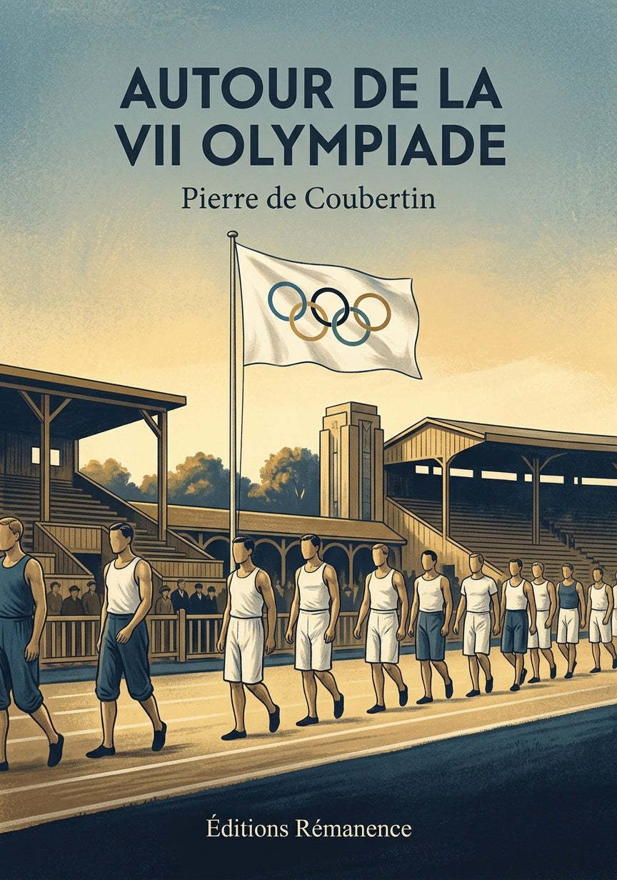 Livre Autour de la VII Olympiade par Pierre de Coubertin - Couverture - Editions Remanence