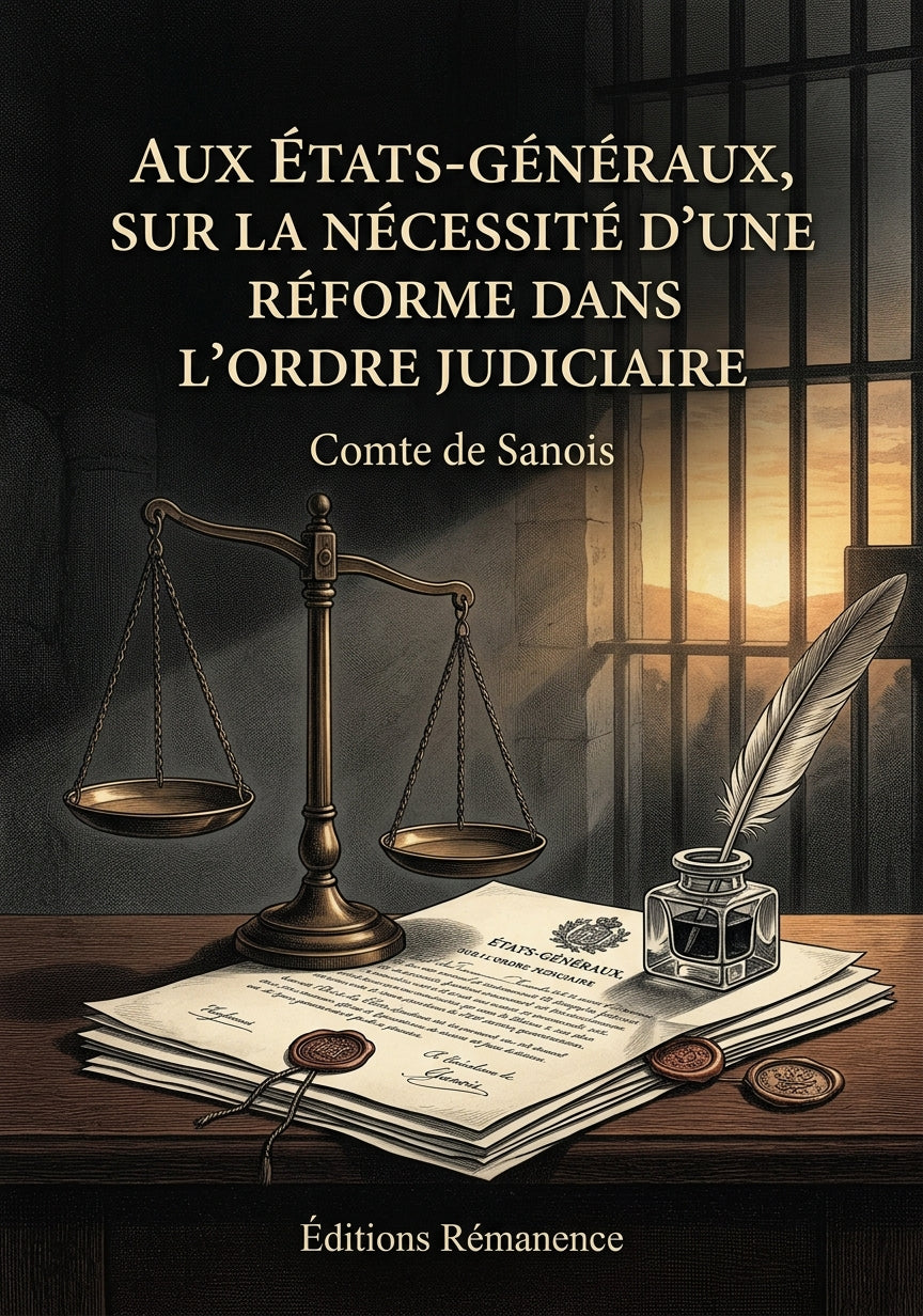 Livre Aux États-généraux, sur la nécessité d’une réforme dans l’Ordre Judiciaire par Comte de Sanois - Couverture - Editions Remanence