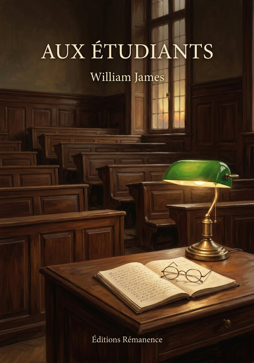 Livre Aux étudiants par William James - Couverture - Editions Remanence
