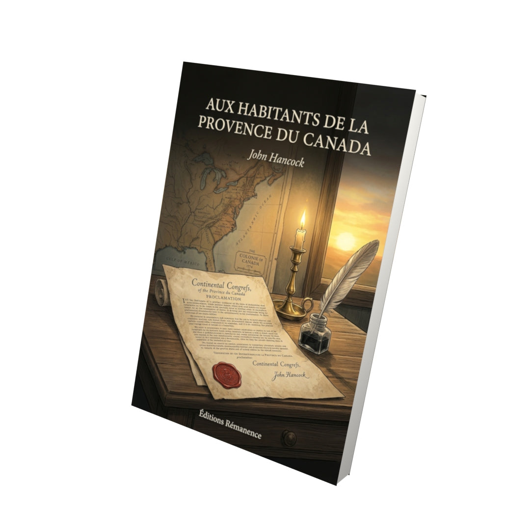 Livre Aux habitants de la province du Canada par John Hancock - Vue 3D - Editions Remanence