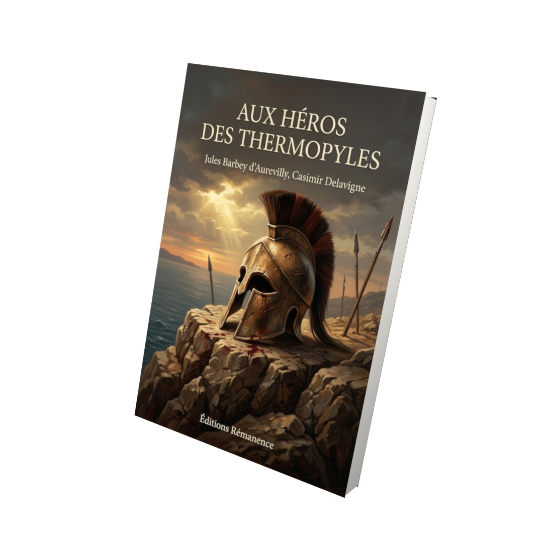 Livre Aux héros des Thermopyles par Jules Barbey d’Aurevilly, Casimir Delavigne - Vue 3D - Editions Remanence