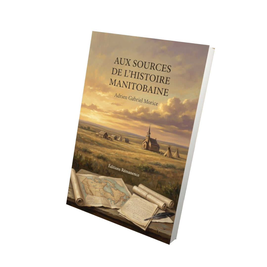 Livre Aux sources de l’histoire manitobaine par Adrien Gabriel Morice - Vue 3D - Editions Remanence