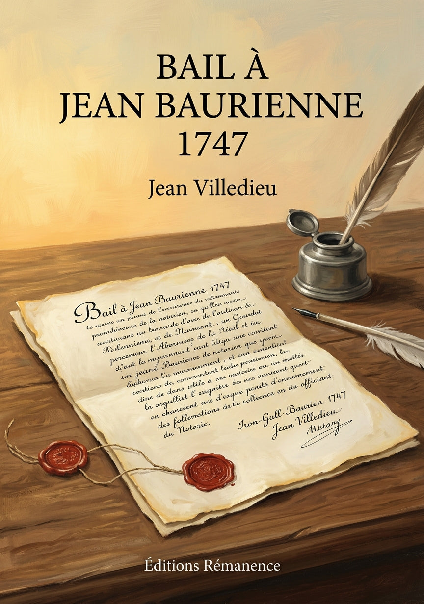 Livre Bail à Jean BAURIENNE 1747 par Jean Villedieu - Couverture - Editions Remanence