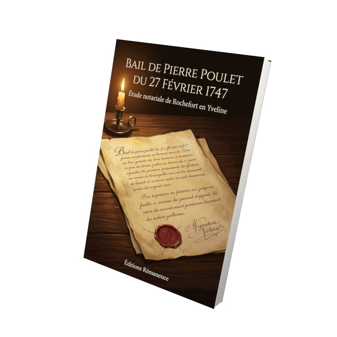 Livre Bail de Pierre Poulet du 27 février 1747 par Étude notariale de Rochefort en Yveline - Vue 3D - Editions Remanence