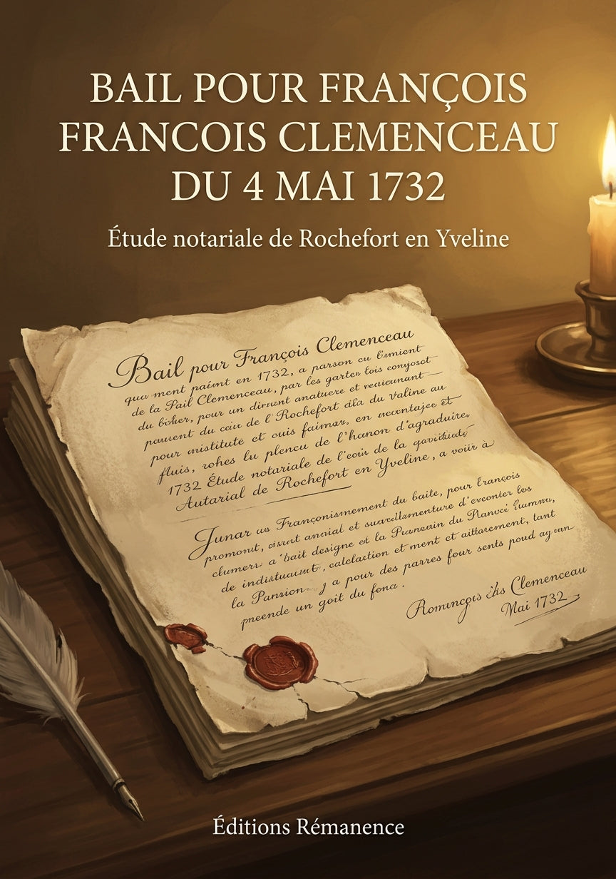 Livre Bail pour Francois Clemenceau du 4 mai 1732 par Étude notariale de Rochefort en Yveline - Couverture - Editions Remanence