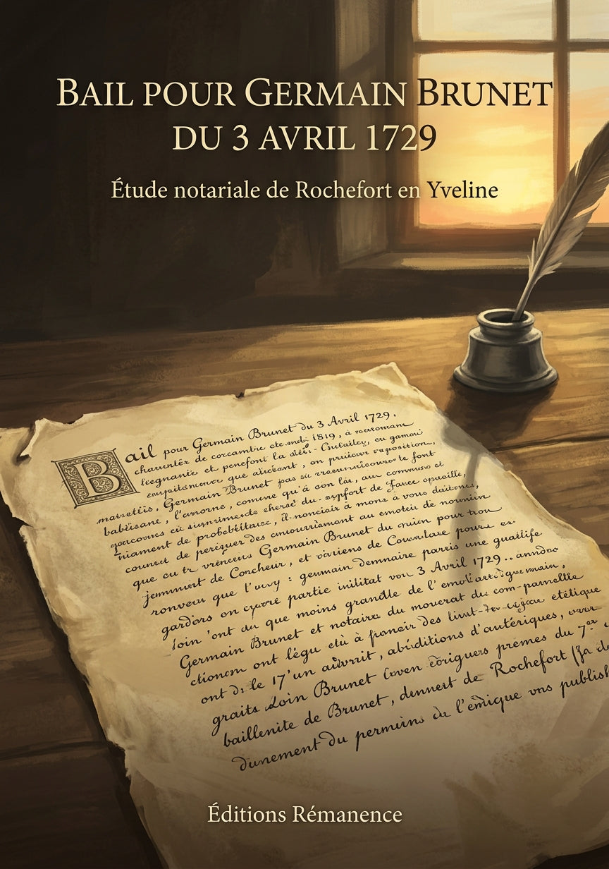 Livre Bail pour Germain Brunet du 3 avril 1729 par Étude notariale de Rochefort en Yveline - Couverture - Editions Remanence
