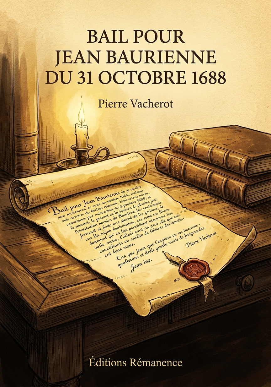 Livre Bail pour Jean Baurienne du 31 octobre 1688 par Pierre Vacherot - Couverture - Editions Remanence