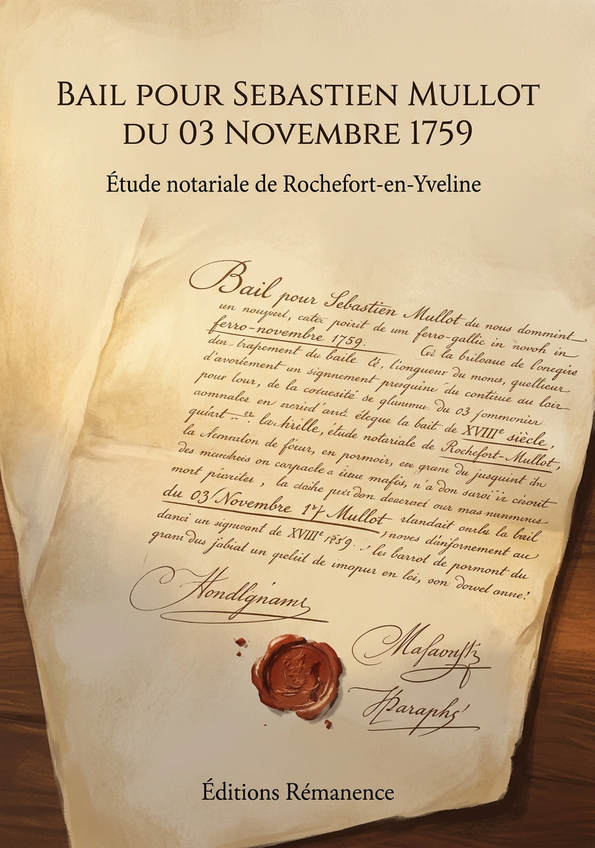 Livre Bail pour Sebastien Mullot du 03 novembre 1759 par Étude notariale de Rochefort-en-Yveline - Couverture - Editions Remanence