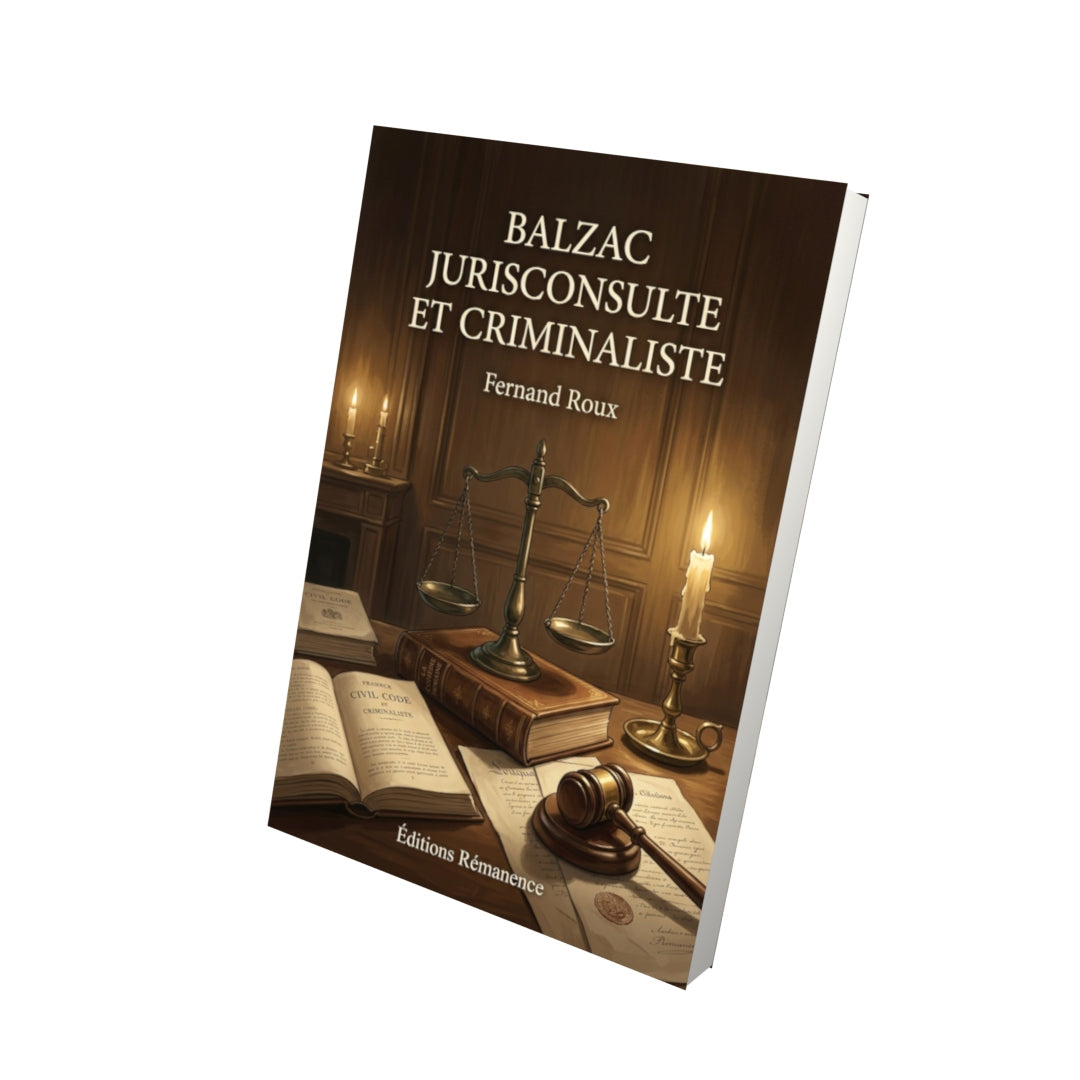 Livre Balzac jurisconsulte et criminaliste par Fernand Roux - Vue 3D - Editions Remanence