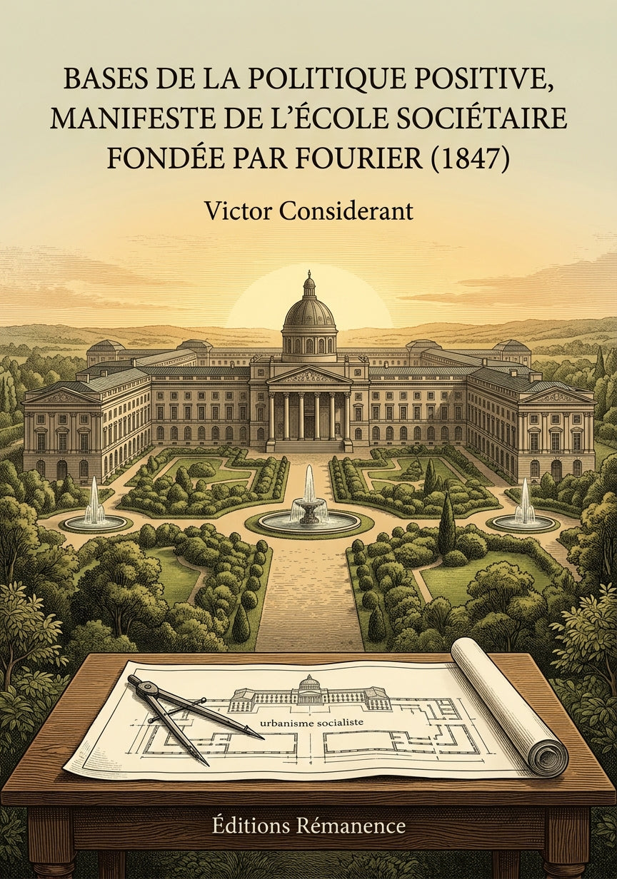 Livre Bases de la politique positive, manifeste de l’école sociétaire fondée par Fourier (1847) par Victor Considerant - Couverture - Editions Remanence