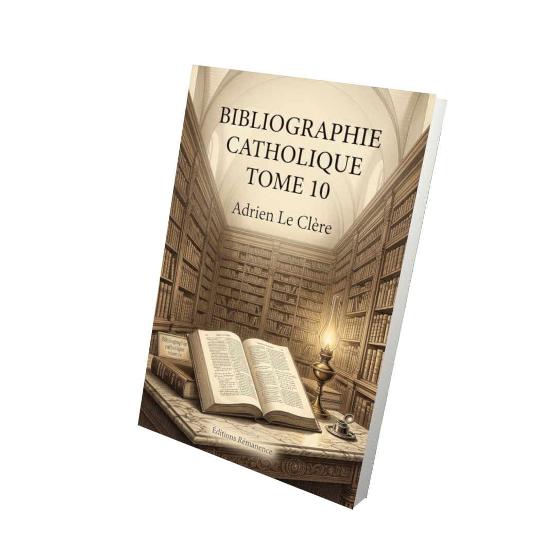 Livre Bibliographie catholique Tome 10 - Adrien Le Clère - Vue 3D - Editions Remanence