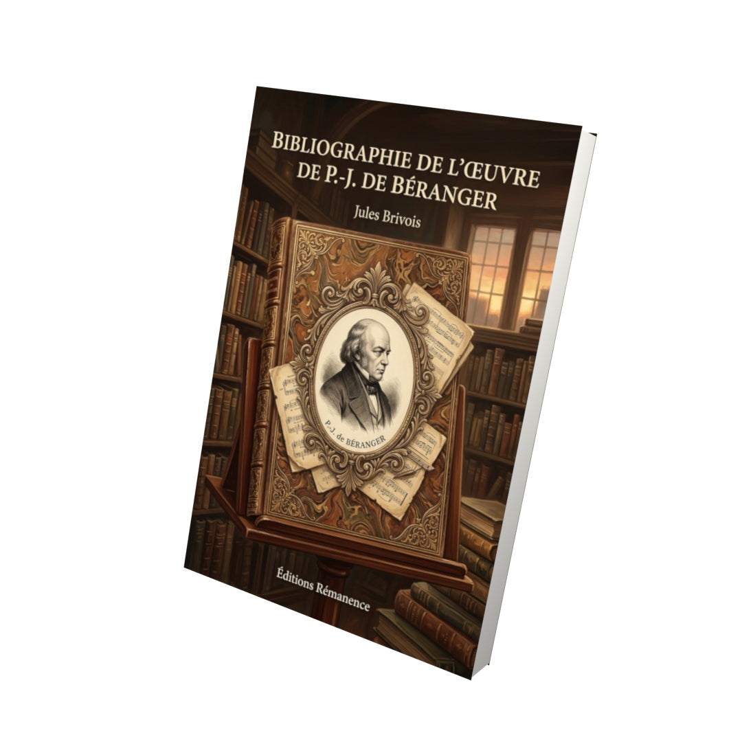 Livre Bibliographie de l’œuvre de P.-J. de Béranger par Jules Brivois - Vue 3D - Editions Remanence