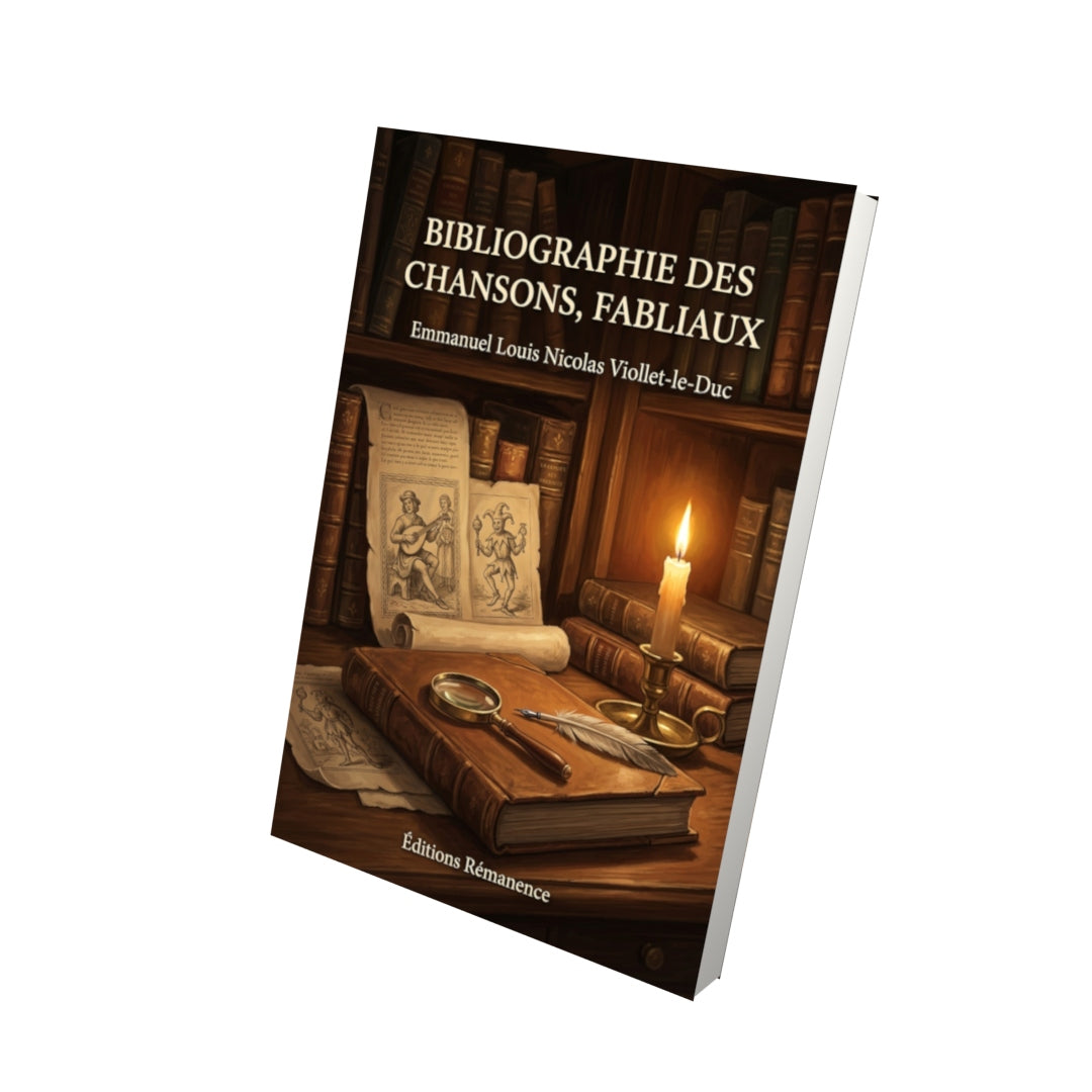 Livre Bibliographie des chansons, fabliaux par Emmanuel Louis Nicolas Viollet-le-Duc - Vue 3D - Editions Remanence